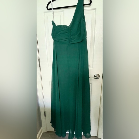 PlusSz CELEBRATE DB STUDIO | Full skirt Asymmetrical Shoulder | Juniper Green - Picture 4 of 9